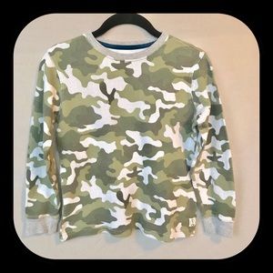 Lands Ends Boys Camo Thermal Long Sleeve Top